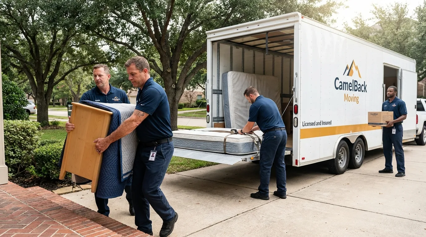 Crew loading residential truck for cross-state move from Lyme, NH