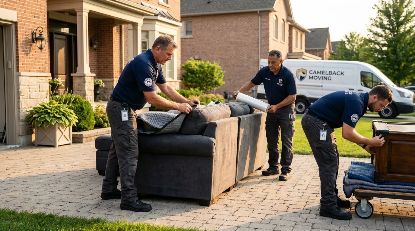 Large estate moving crew wrapping furniture in Lyme, NH